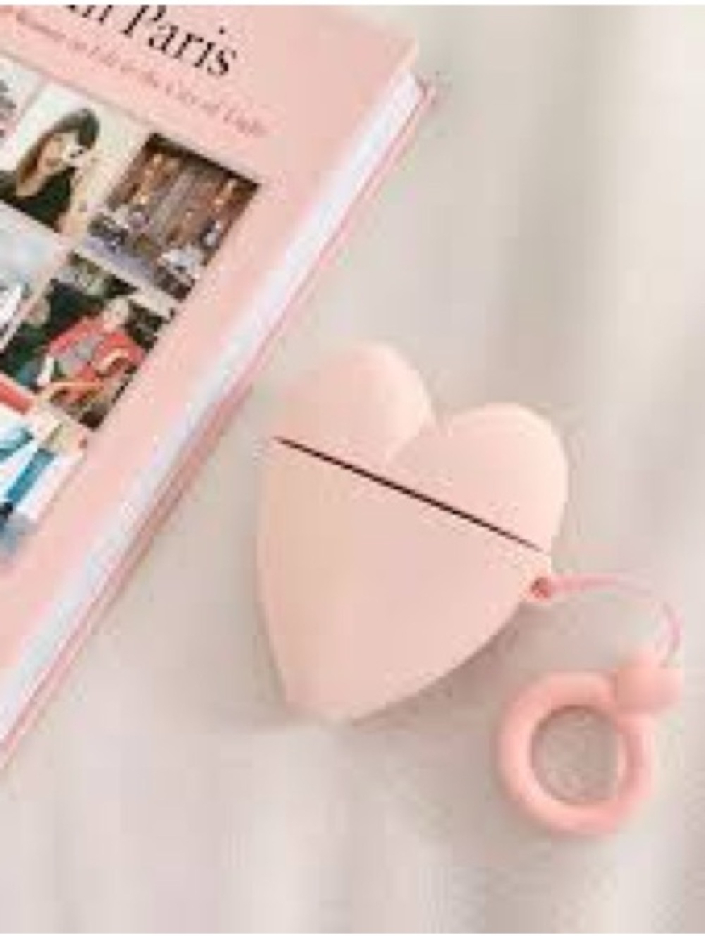 Heart-Shaped Wireless Earbud Case with Ring - Pink